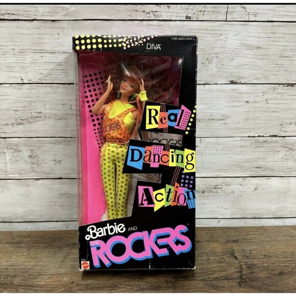 VTG Barbie & the Rockers DIVA with Real Dancing Action Doll 1986 Mattel  in box - Picture 1 of 11